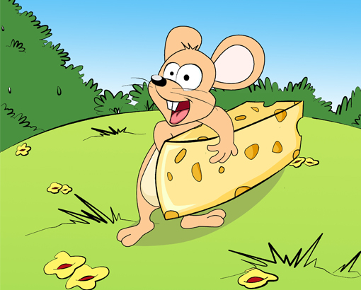 小老鼠找到一块奶酪。